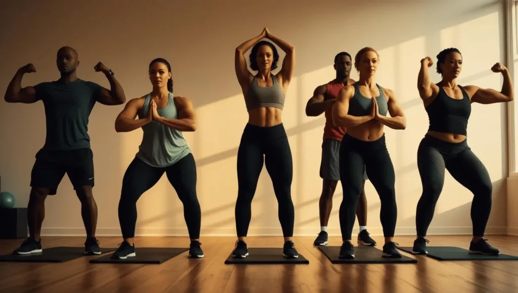 Beginner home exercise routine demonstration